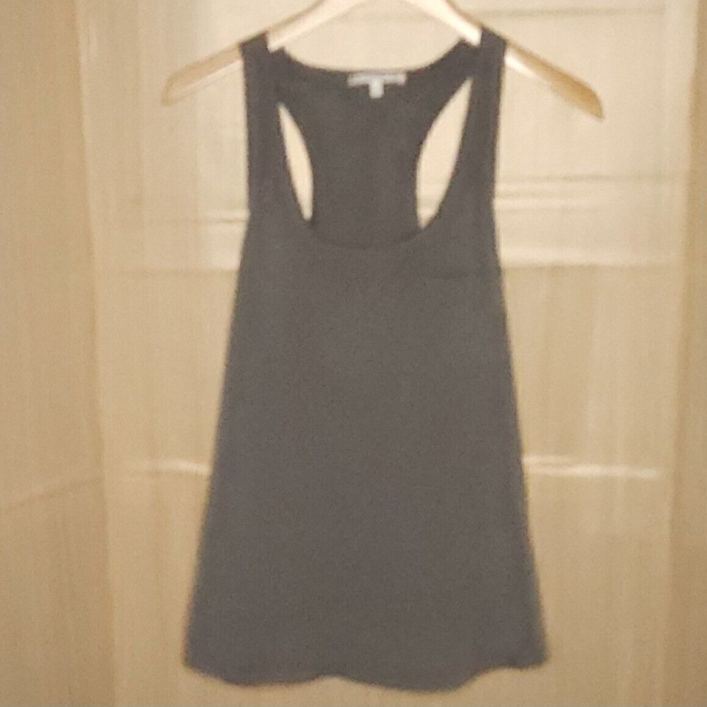 Collective Concepts Grey Silky Sleeveless Top Zipper Trim Medium